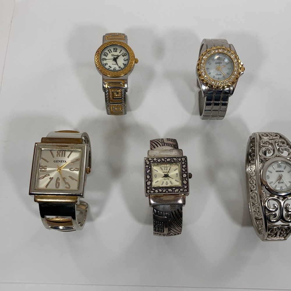 Lot of 5 bangle Cuff Geneva watches